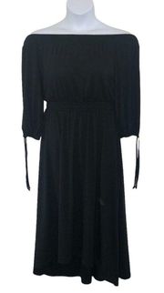 Kate & Mallory Off the Shoulder Black Tie Sleeve Midi Dress size Small