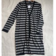 NWT J. Jill Striped Midi Length Button Front Duster Cardigan Sweater