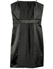 MAX & Cleo Pleated Herringbone Panel Stretch Satin Strapless Cocktail Dress