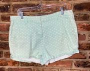 Elle Light Mint Green White Polka Dot Chino Shorts Women's Size 12