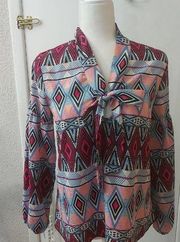 Karlie Geometric Bow Tie Blouse