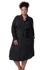 Universal Standard Michelle Cupro Shirt Dress In Black Size 2X