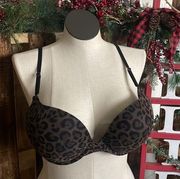 Smart & Sexy bra woman’s padded animal print leopard intimate Sz 36C