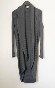 𝅺la MADE Gray Open Waterfall Ribbed Cardigan Wrap XS