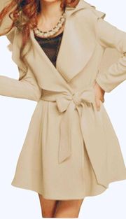 Jebie Fashion Beige Belted Dust Jacket 