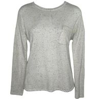 Talulah Speckled Round Neck Pullover Top Womens Small Long Sleeve Chest Pocket