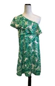 NWT Gianni Bini Pam One Shoulder Green Tropical Print Dress Size S