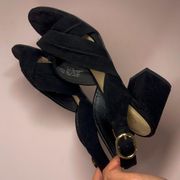 black open toe heels