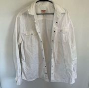 Mission Supply Co Denim White Pearl Snap Button Up