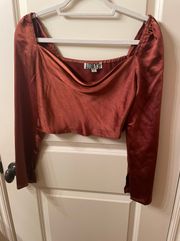 Brown Long Sleeve Crop Top