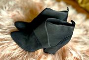 Size 7.5 Black Suede Ankle Boot Chunky Heel