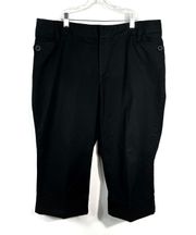 Venizia  Solid Black Button Pocket Cropped Capri Bermuda Pant Shorts