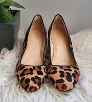 Calvin Klein Saxton Leopard Print Calf Hide Wedge Heels 7.5