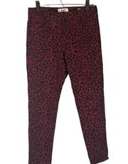 Sanctuary Dark Pink & Black Leopard Animal Print Ankle Skinny Jeans Women Sz 8