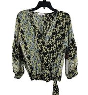 Parker Green Floral Villa Long Sleeve Blouse Small New