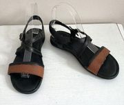 Keen Womens Criss Cross Leather Sandals Black Brown Size 6 Adjustable Strap