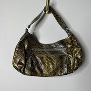 Cole Haan Snake Embossed Patent Leather Shoulder Bag EUC