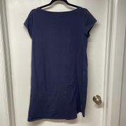 Eileen Fisher Women Navy Blue Cap Sleeve Tunic T-Shirt Dress Size Small Hi-Low