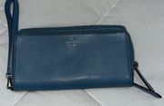 Kate Spade  Payton Large Carryall Wristlet Clutch Wallet Baltic Sea Leather