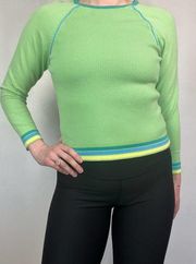 Y2K Green Lightweight Raglan Crop Izod Sweater