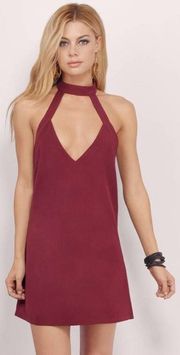 Wine v-neck shift dress