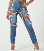 Missguided Riot High Rise Mom Jeans Distressed Size 0