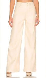 WeWoreWhat vegan Leather High Rise Dad Jeans in Cream Ivory