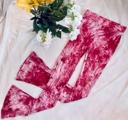 Pink Tie Dye Flare Leg Pants