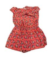 Collective Concepts Womens XSmall Red and Floral Print Sleeveless Romper
