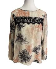 Trina Turk Feather semi sheer pink white and black  Blouse - Small