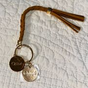 CHLOE Keychain Gold Charm Leather Braided strap