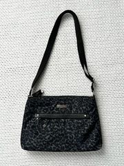 Baggalini Black Grey Leopard Cheetah Print All Around Crossbody Mini Bag