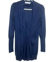 Brunello Cucinelli Navy Long Cashmere Silk Open Cardigan Sweater Sz. S