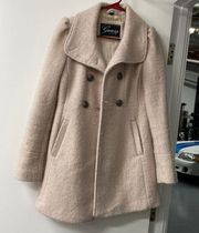 wool blend knee length pea coat double breasted pastel blush pink Small