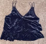 Aerie velvet navy peplum v-neck tank top