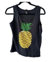 Anvil 100% Cotton Silkscreen Tropical Pineapple Novelty Breathable Tank Top M