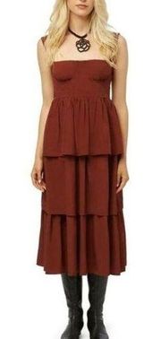 WEWOREWHAT Corset Poplin Maxi Dress in Smoked Paprika Size US 0