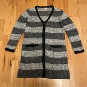 Logo Lori Goldstein Chunky Knit Striped Cardigan Sweater Size XS