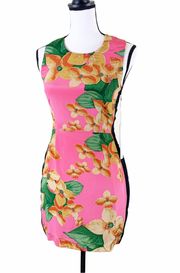 Line & Dot XS Pink Floral Silk Sheath Mini Dress 
