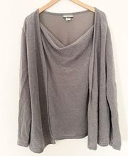 Notations Womens Size 3X Gray Crowl Neck Long Sleeve Blouse Holiday Sparkle