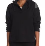 RDI Black waffle knit drawstring hoodie pullover