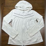 N.Y.L.  Womens White Hooded Full Zip Jacket Size M