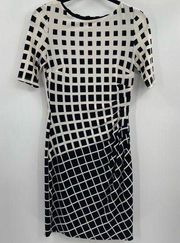 Anne Klein geometric black midi short sleeve dress size 2