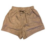 Zenana Light Mocha Drawstring Shorts Size Medium NEW