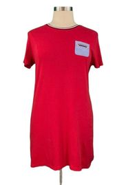 Classic Red Cotton Short Sleeve T-Shirt Dress