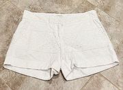 Daniel Cremieux Women’s Percy Eyelet Cotton Mid Rise White Shorts Sz 8 Pockets