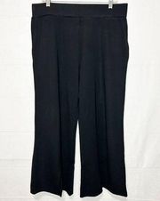 Suzanne Betro Women's Pull On High Rise Wide Leg Pants Black Sz 2X (35x26) Slits