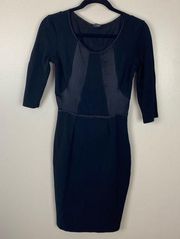 Club Monaco black satin/jersey dress office career size 2