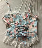 Pastel Floral Lace Corset Top