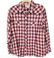 Ariat Women's Real Marvelous Cotton Western Plaid Snap Front Shirt Red Size XXL